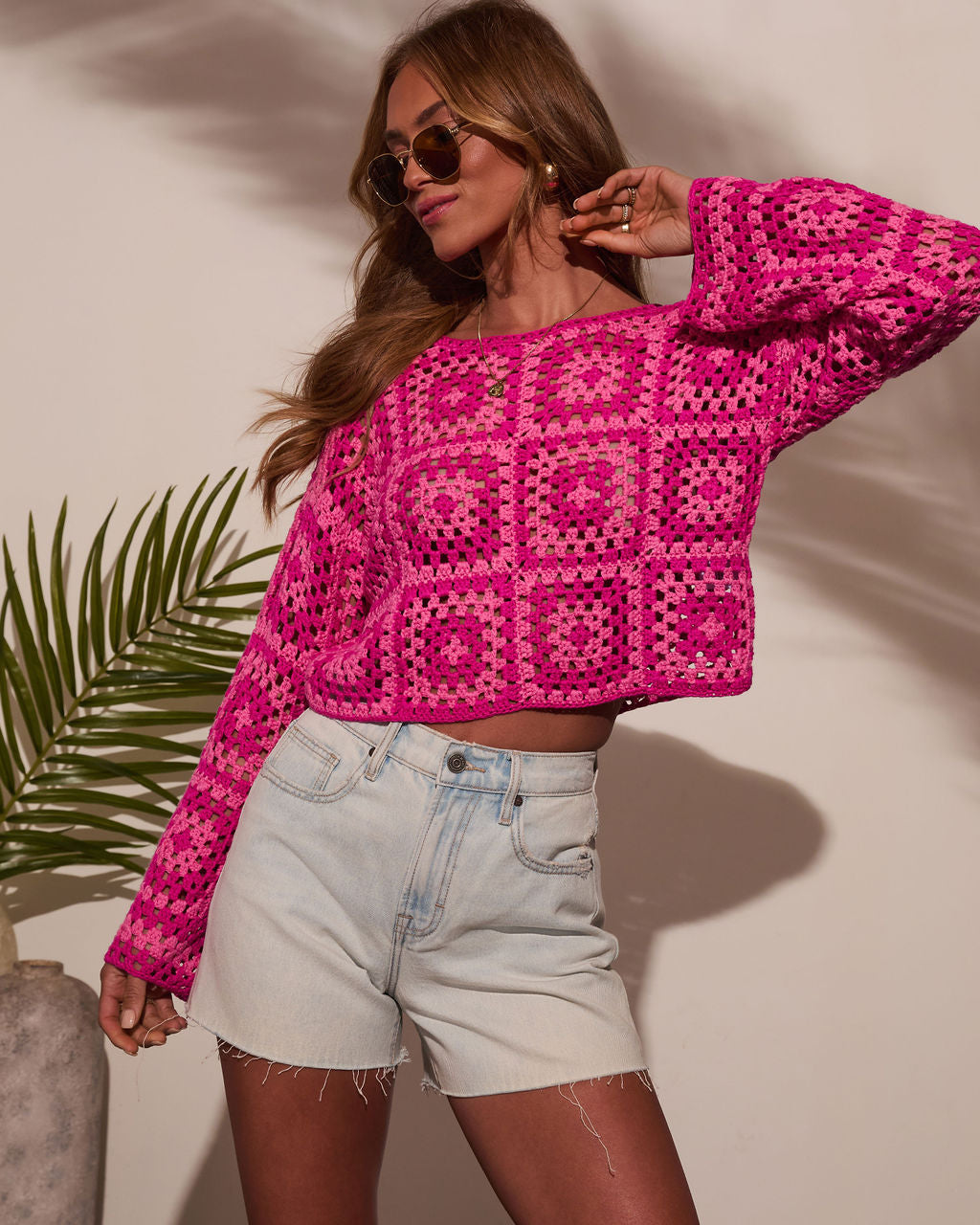 Elisa Knit Crochet Long Sleeve Top-Vogue Logic