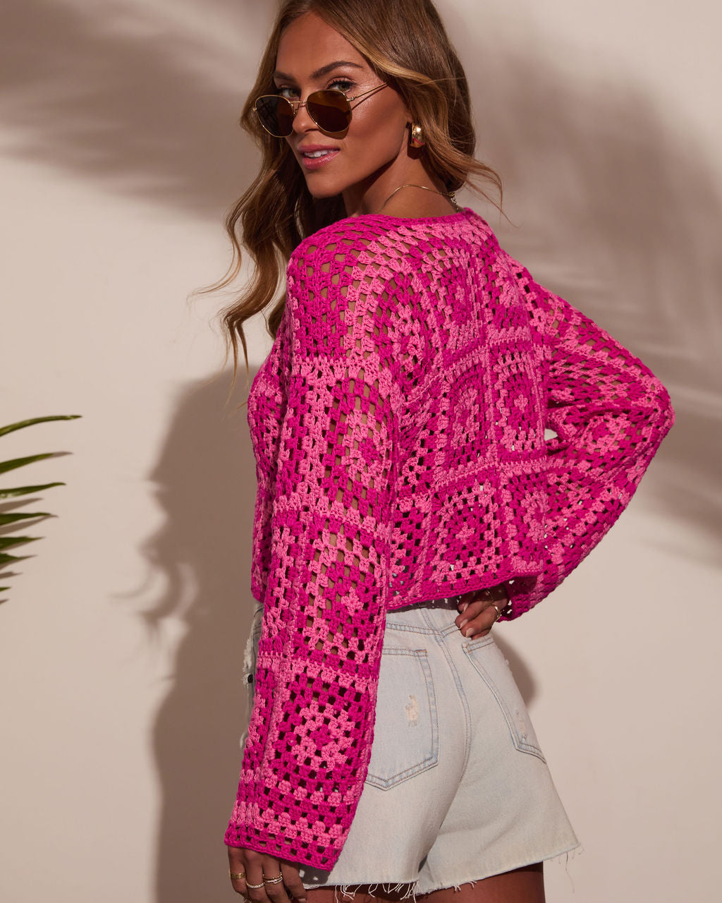Elisa Knit Crochet Long Sleeve Top-Vogue Logic