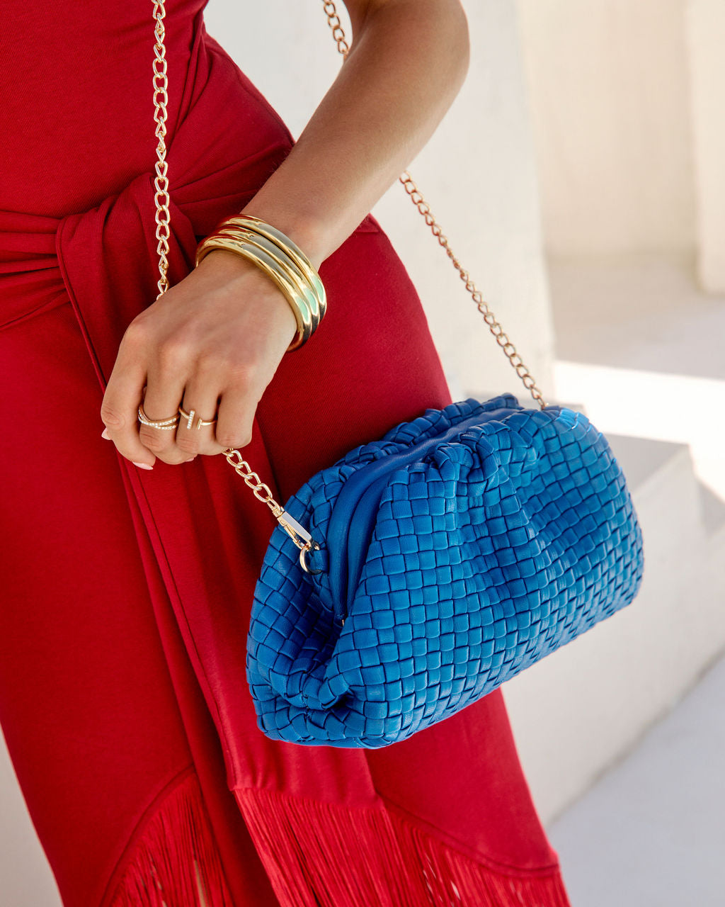 Janice Woven Leather Pouch Clutch-Vogue Logic