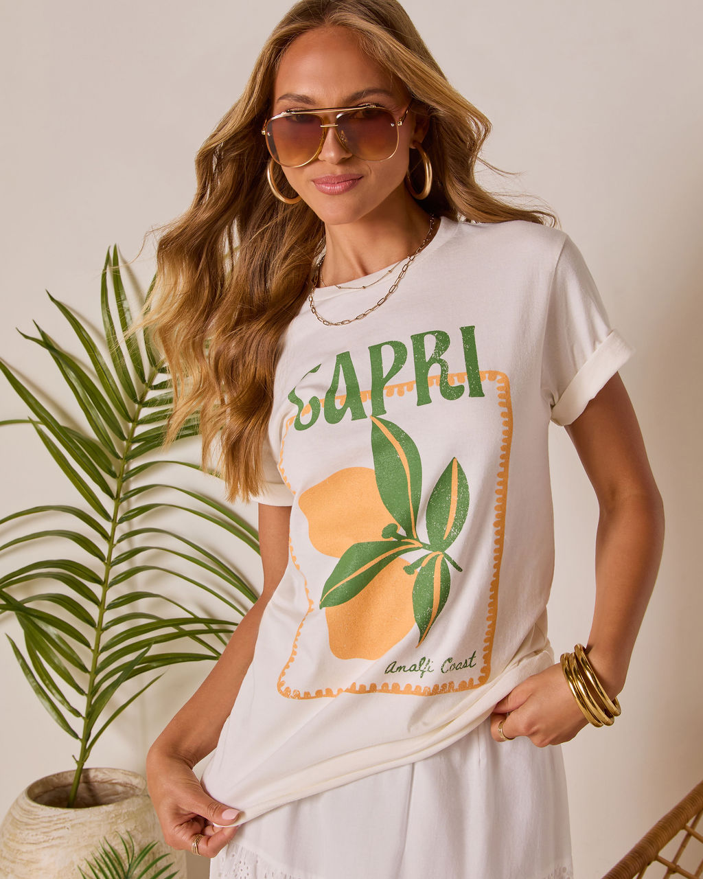 Capri Short Sleeve Graphic Tee-Vogue Logic