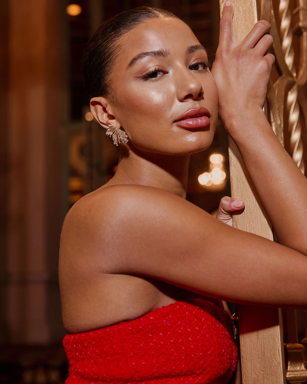 Holiday Season Half Snowflake Stud Earrings-Vogue Logic