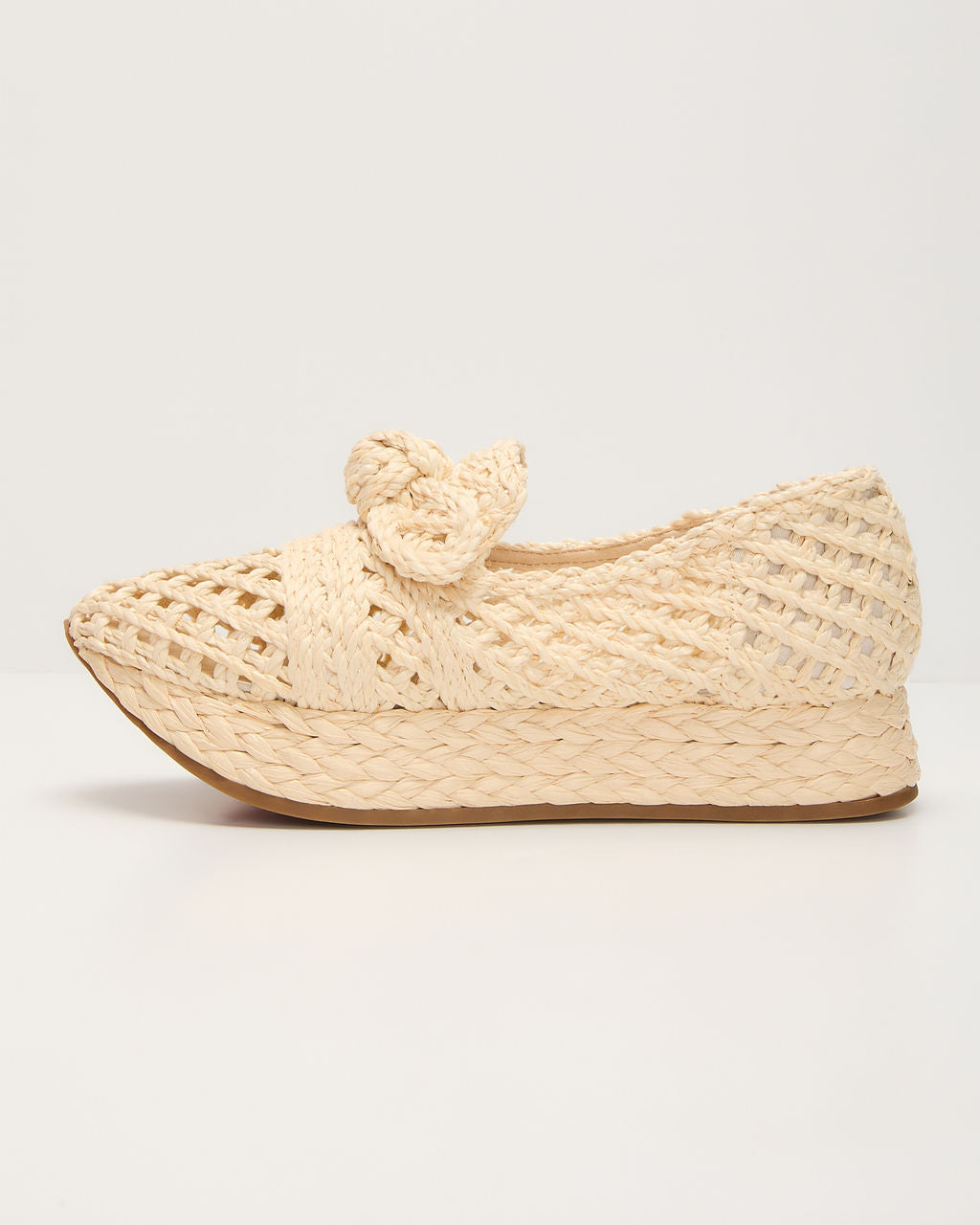 Lyla Straw Platform Bow Sneaker-Vogue Logic
