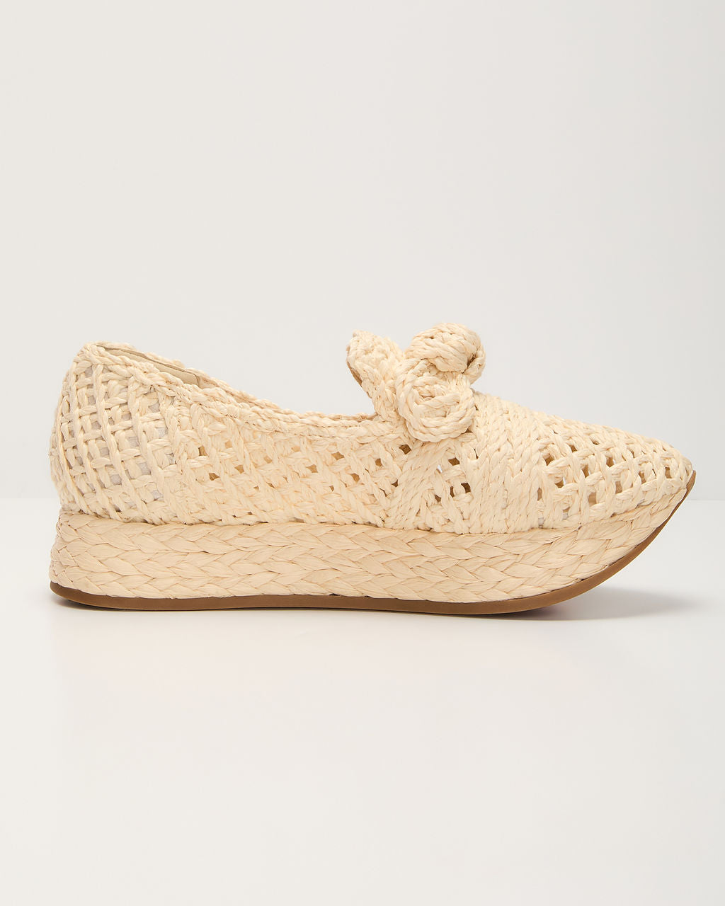 Lyla Straw Platform Bow Sneaker-Vogue Logic