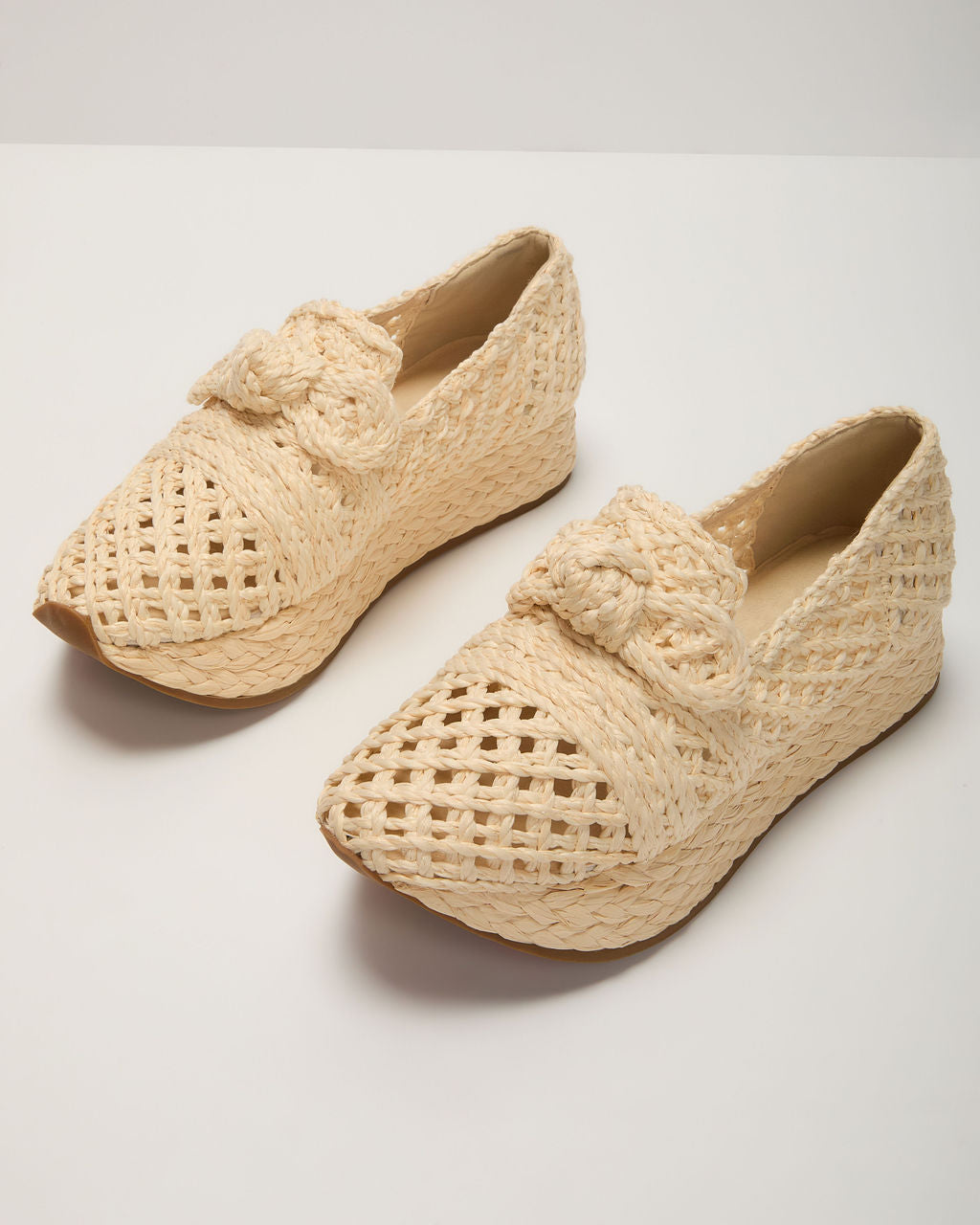 Lyla Straw Platform Bow Sneaker-Vogue Logic