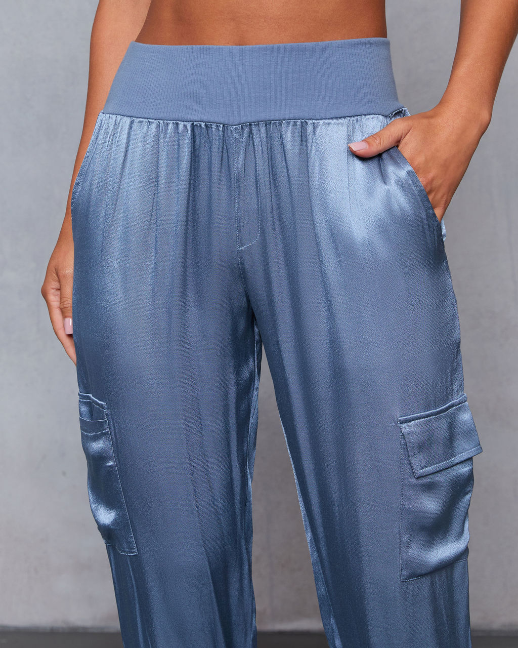 Luxe Look Satin Pocketed Joggers-Vogue Logic