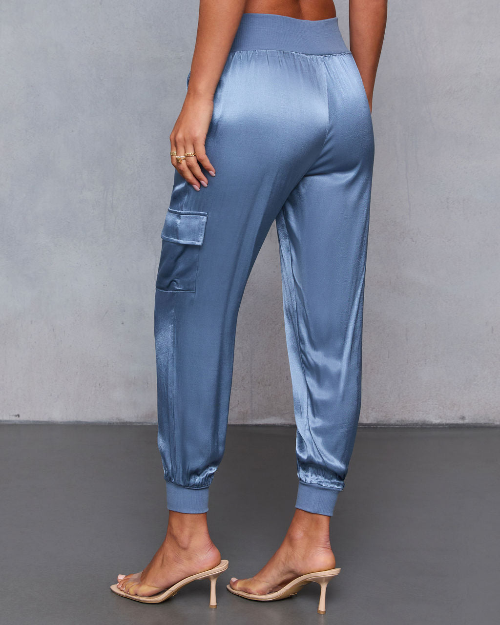 Luxe Look Satin Pocketed Joggers-Vogue Logic