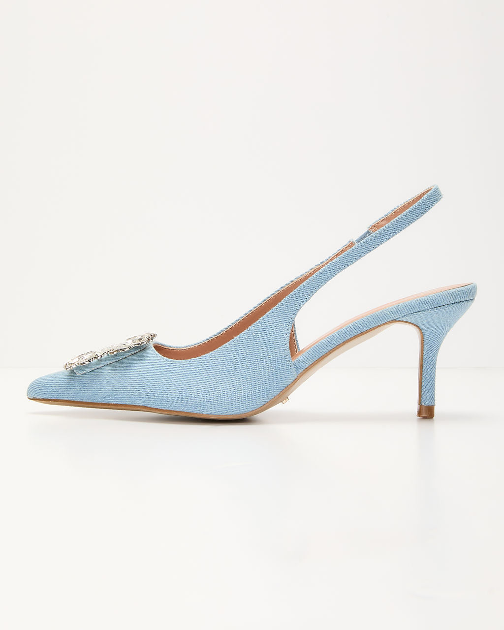 Night Out Embellished Denim Slingback Heels-Vogue Logic