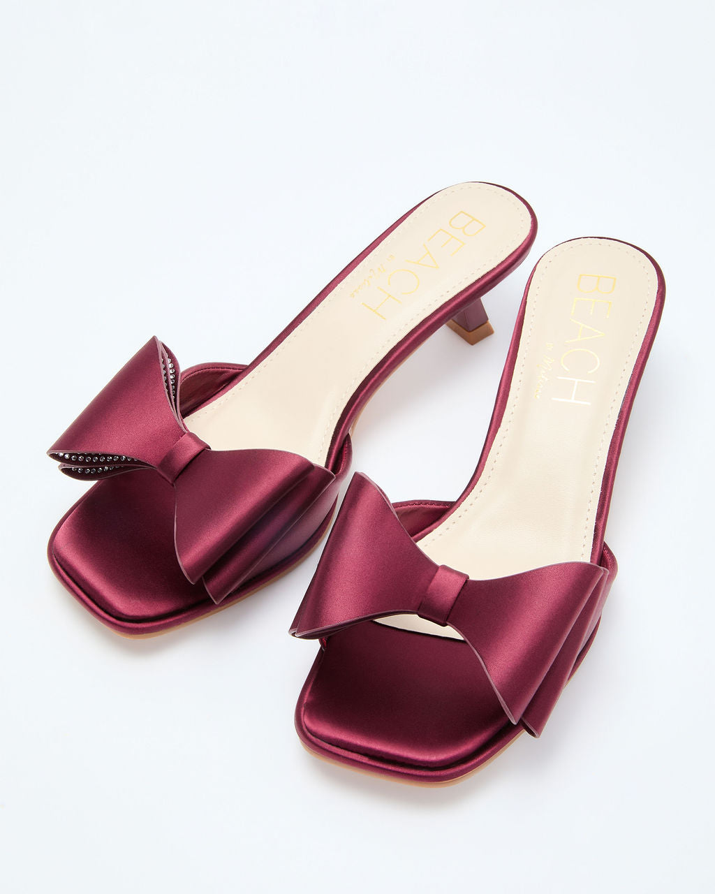 Cranberry Moon Satin Bow Kitten Heels-Vogue Logic