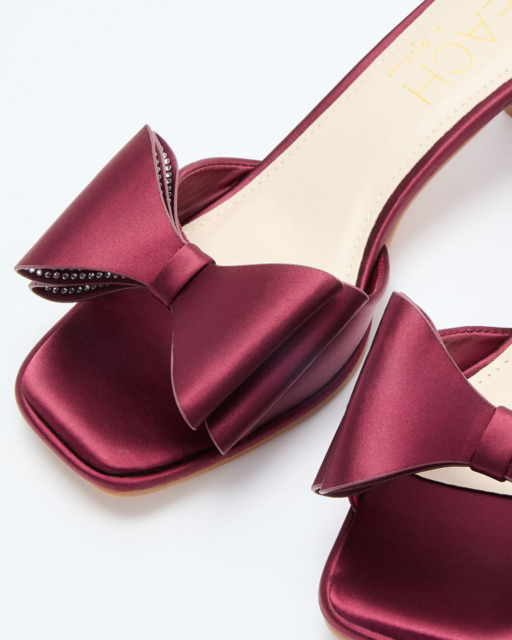 Cranberry Moon Satin Bow Kitten Heels-Vogue Logic
