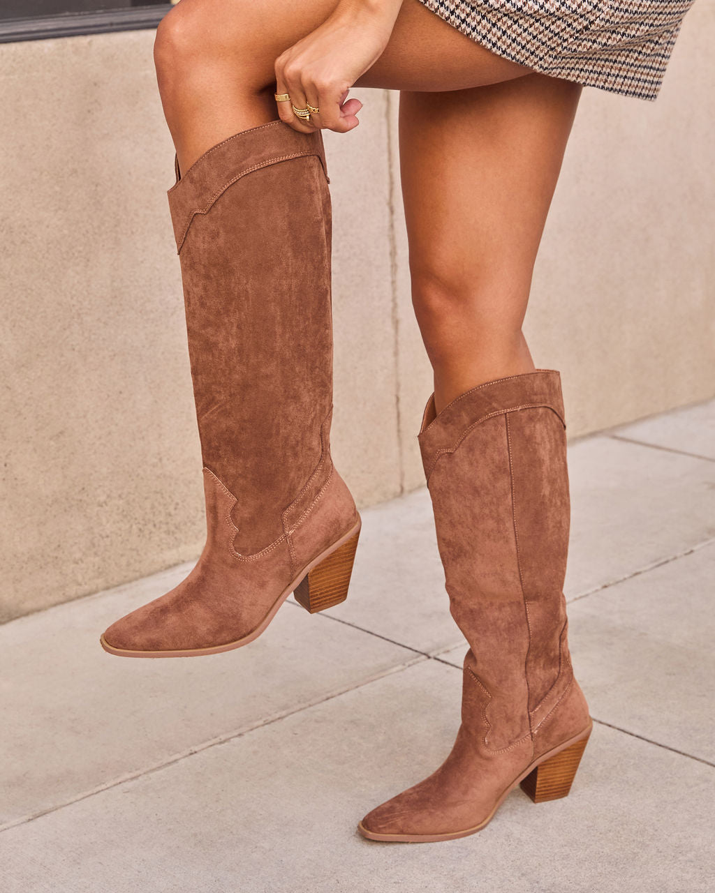 Carlisle Suede Heeled Boots-Vogue Logic