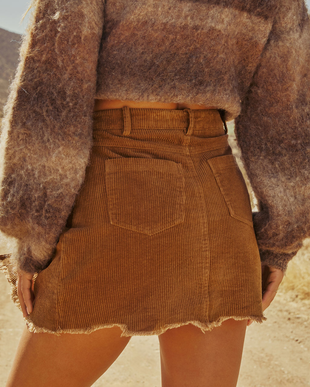 Cider Grace Wrap Corduroy Mini Skirt-Vogue Logic