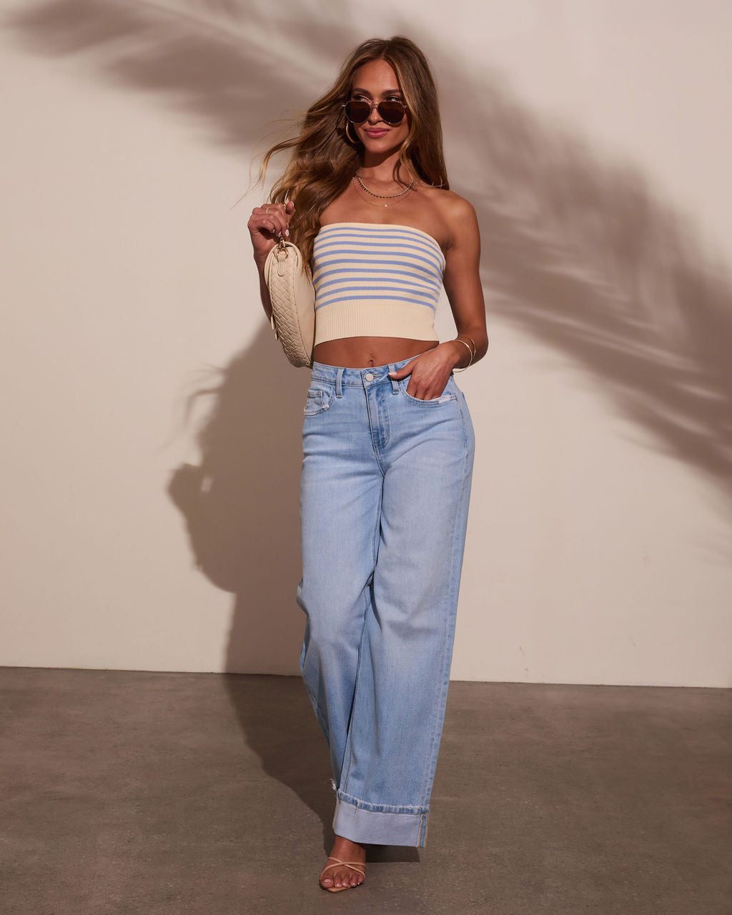 Darcie Striped Knit Tube Top-Vogue Logic