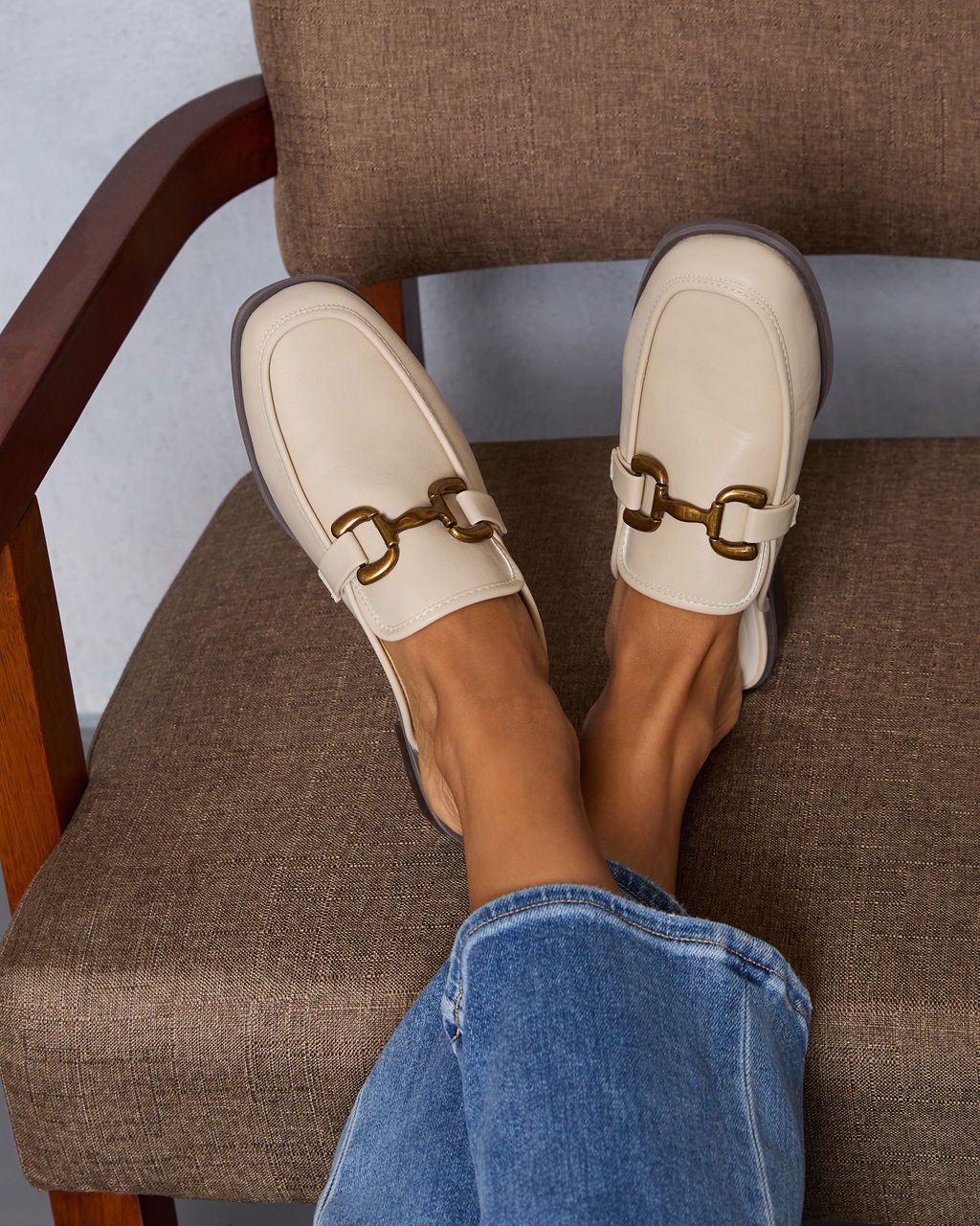 Honey Hide Loafer Mules-Vogue Logic