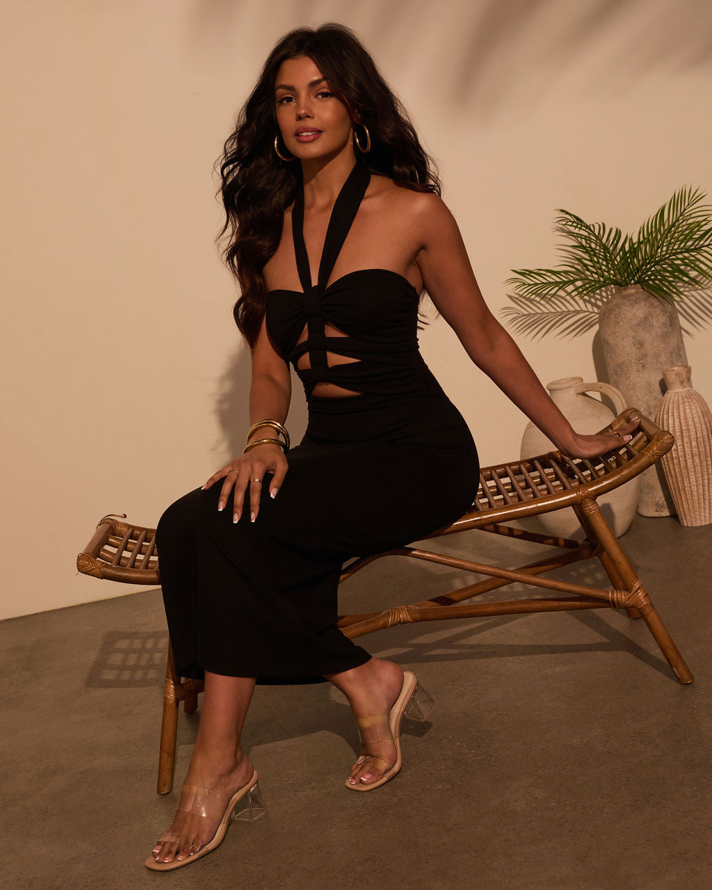 Best Revenge Halter Cutout Maxi Dress-Vogue Logic