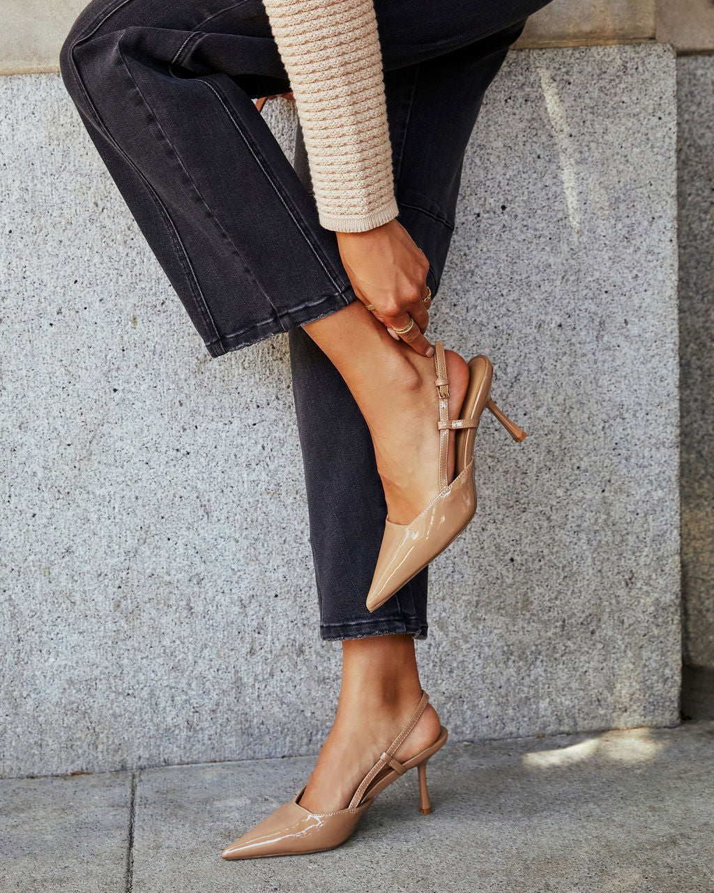 Isabel Pointed Toe Slingback Heels-Vogue Logic