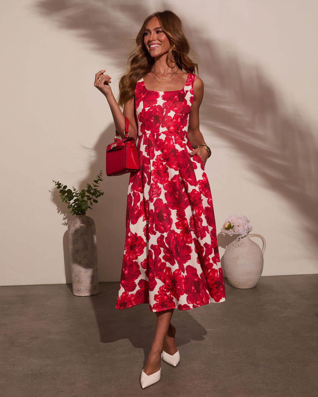 Kallie Floral Midi Dress-Vogue Logic