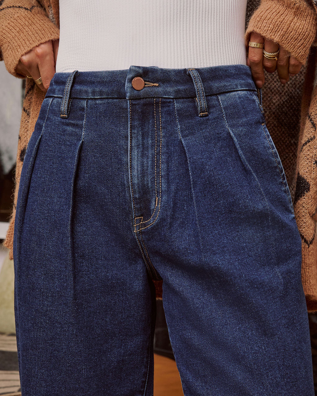 Ruey Pleated Stretch Denim Jeans-Vogue Logic