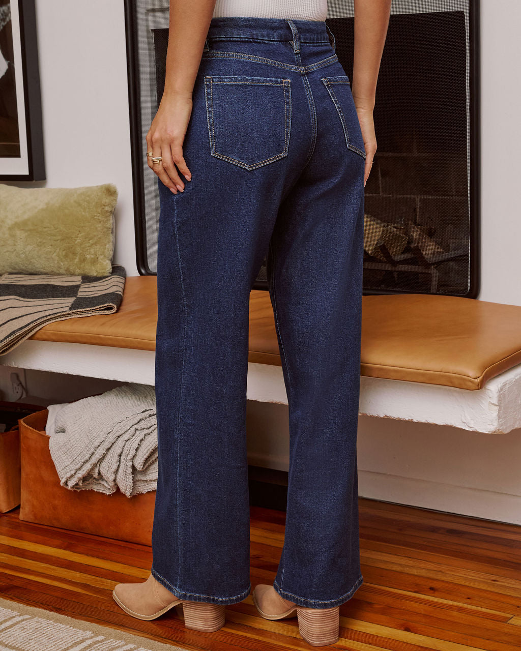 Ruey Pleated Stretch Denim Jeans-Vogue Logic