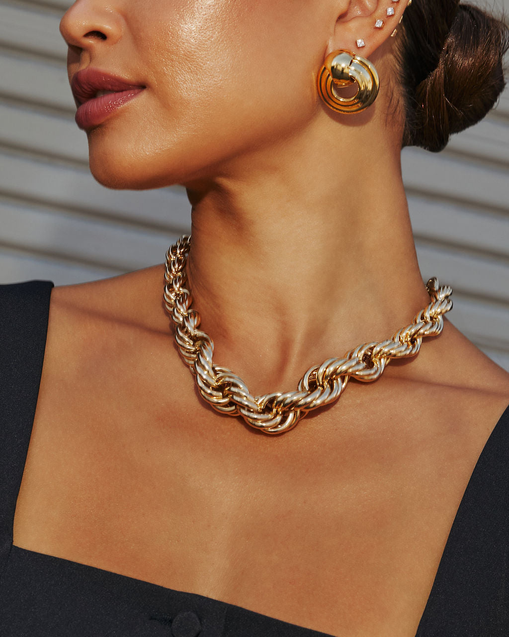 Rope You In Chunky Twisted Necklace-Vogue Logic