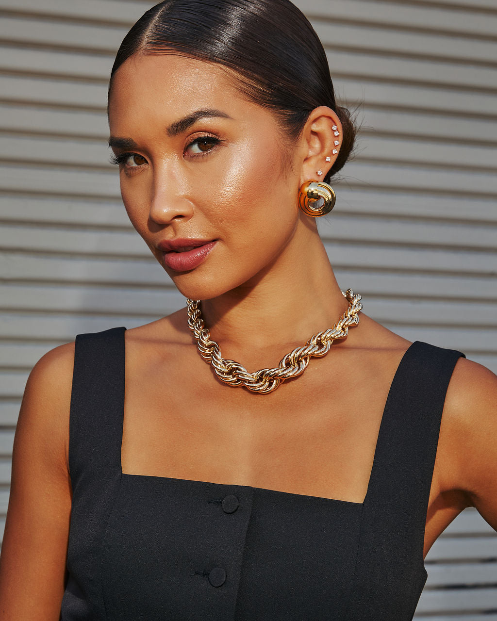 Rope You In Chunky Twisted Necklace-Vogue Logic