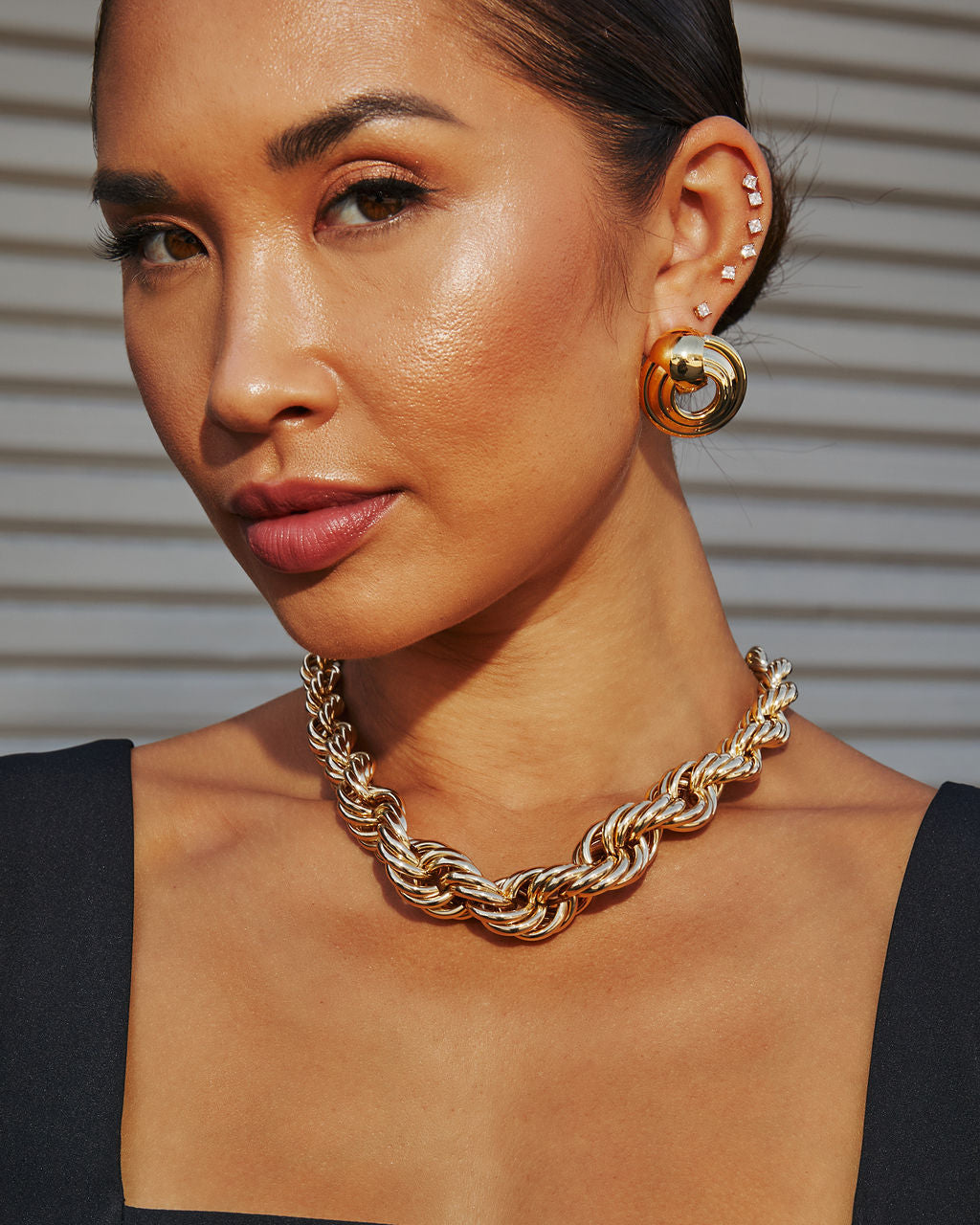Rope You In Chunky Twisted Necklace-Vogue Logic