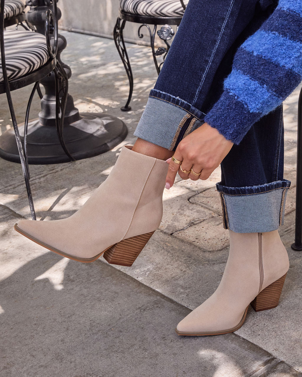Rowyn Faux Suede Heeled Bootie-Vogue Logic