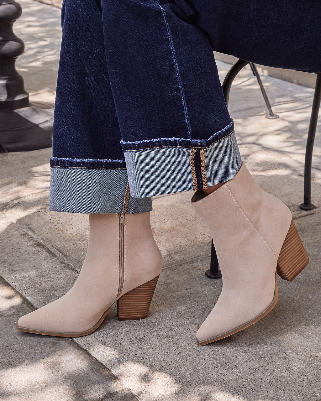 Rowyn Faux Suede Heeled Bootie-Vogue Logic