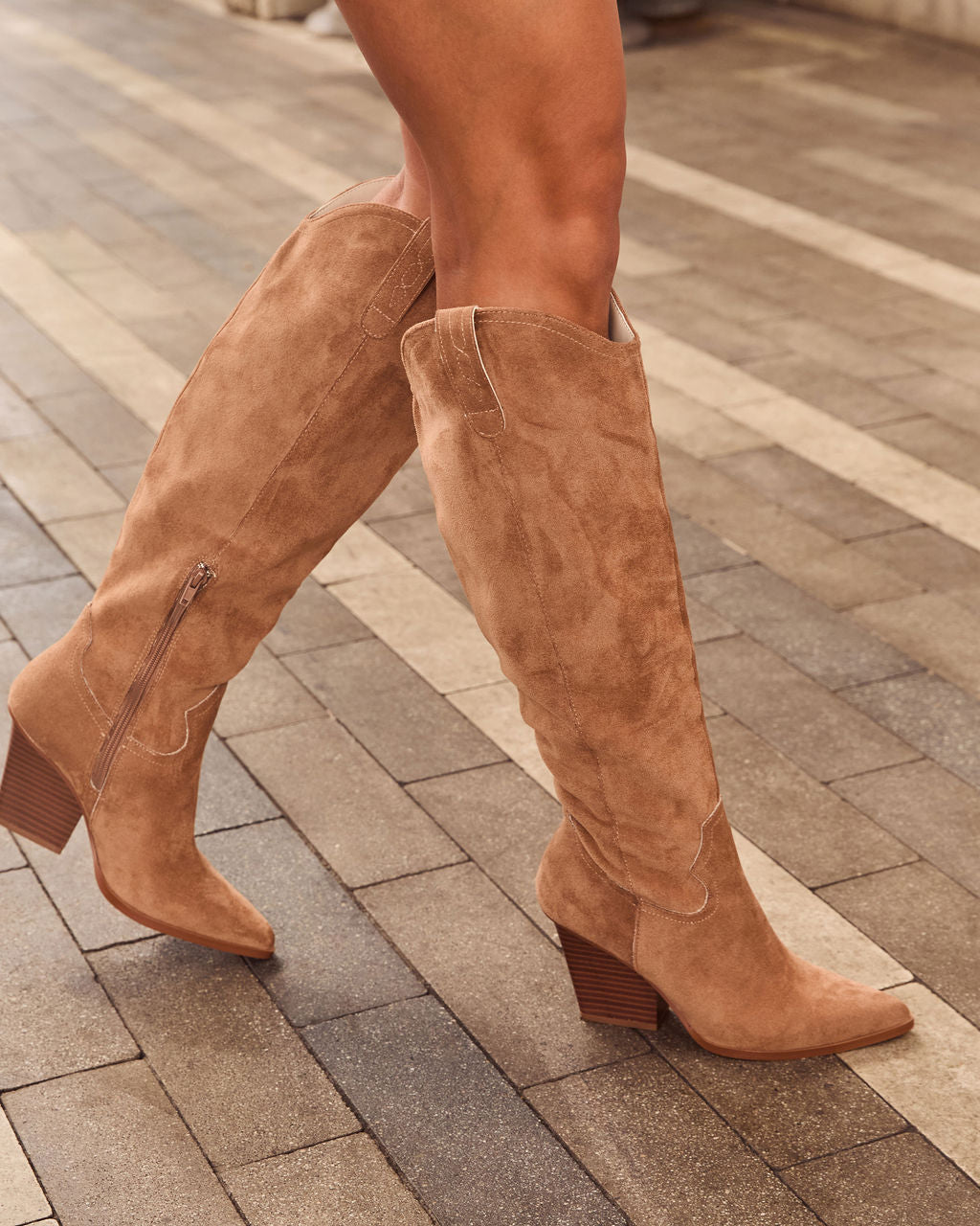 Sandalwood Western Knee High Boots-Vogue Logic