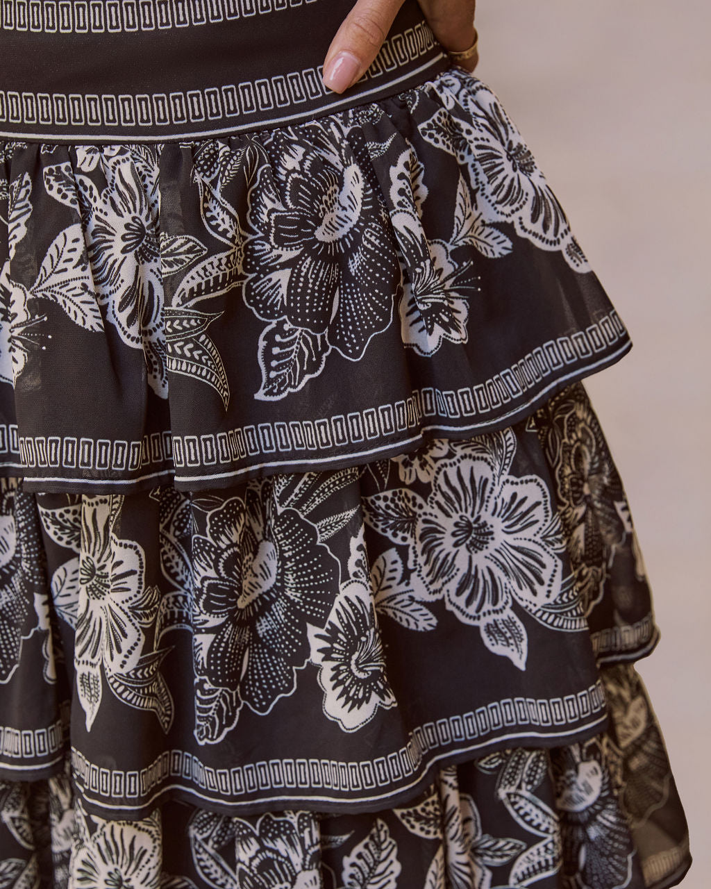 Ruelle Printed Tiered Maxi Skirt-Vogue Logic