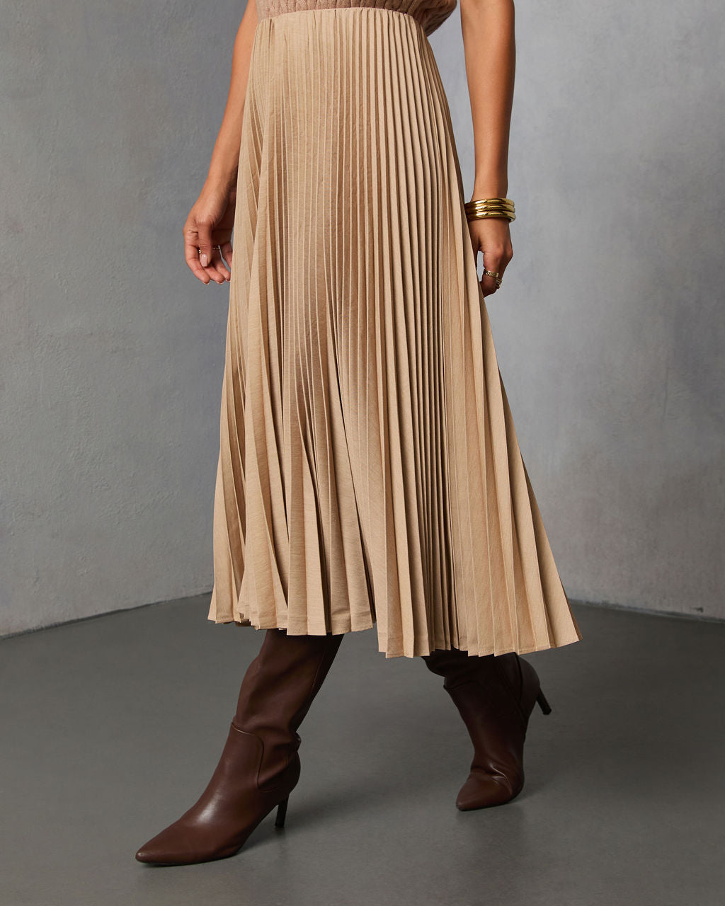 Vionette Pleated Midi Skirt-Vogue Logic