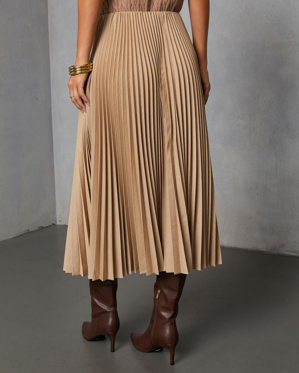 Vionette Pleated Midi Skirt-Vogue Logic