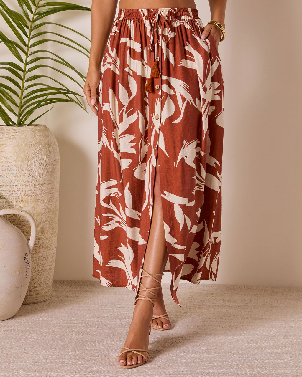 Roslina Tassel Tie Maxi Skirt-Vogue Logic