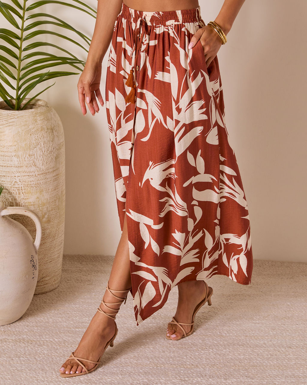 Roslina Tassel Tie Maxi Skirt-Vogue Logic