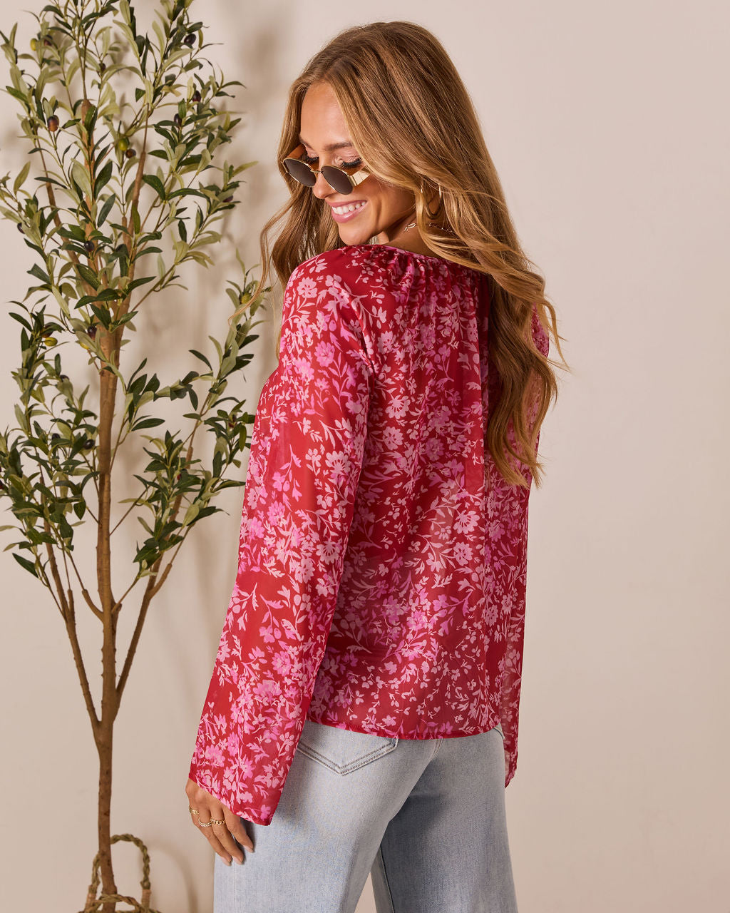 Nelda Floral Printed Top-Vogue Logic