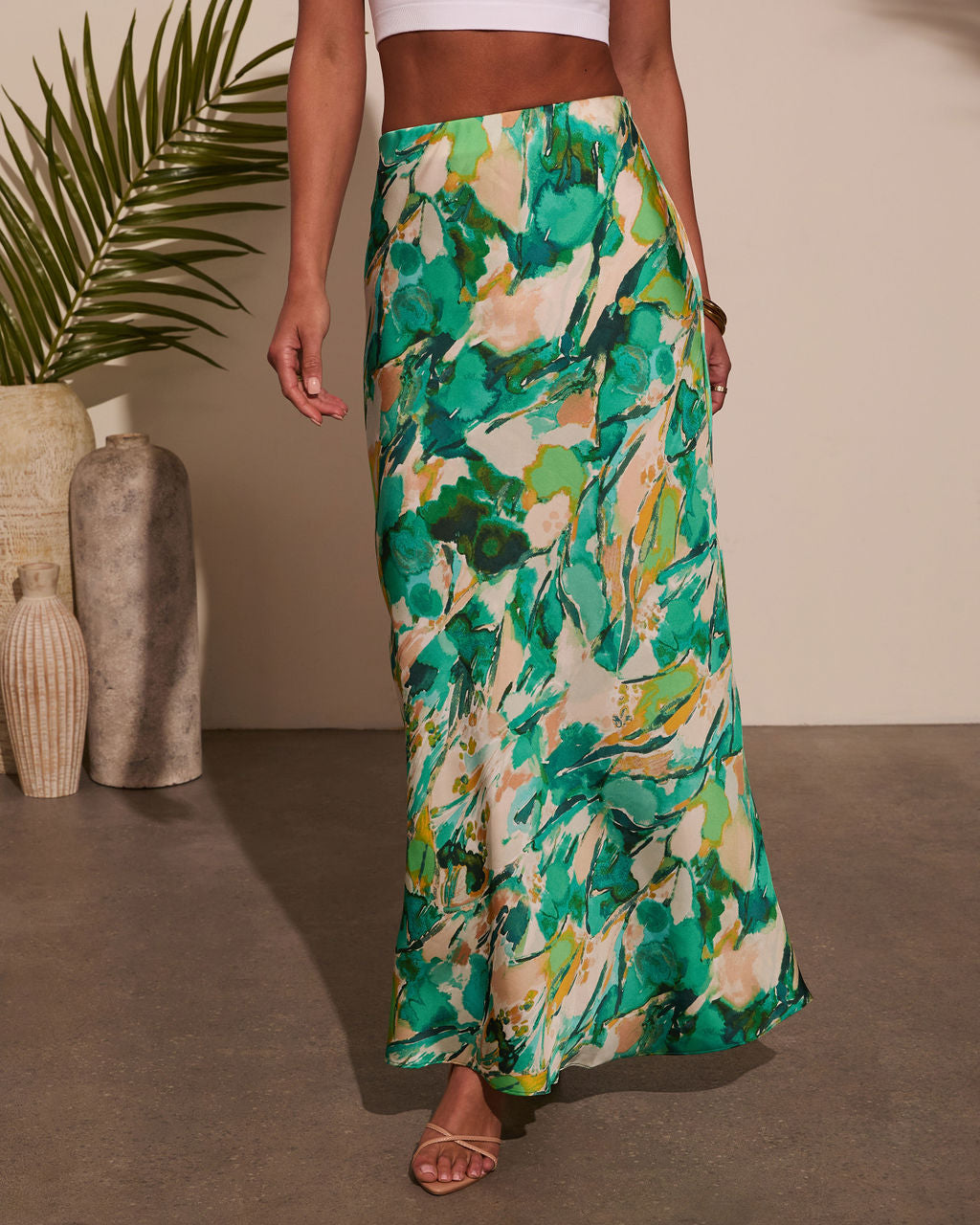 Celestial Gardens Abstract Maxi Skirt-Vogue Logic