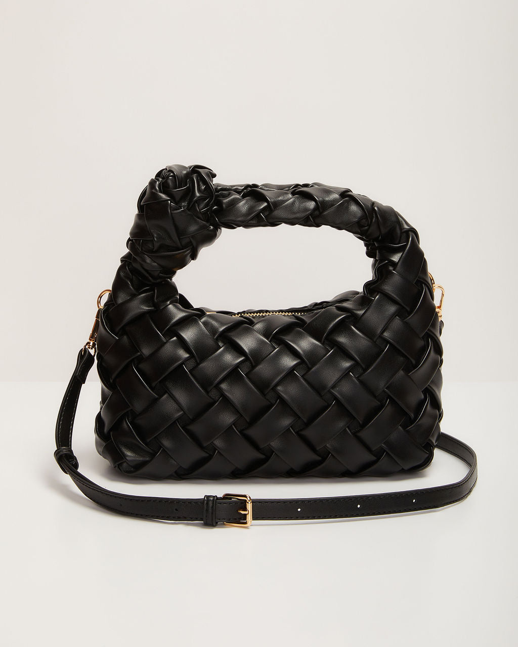 Ana Faux Leather Woven Knotted Top Handle Bag-Vogue Logic