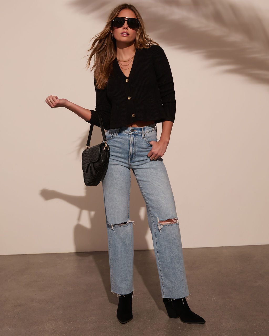 Stewart Peplum Button Front Sweater-Vogue Logic