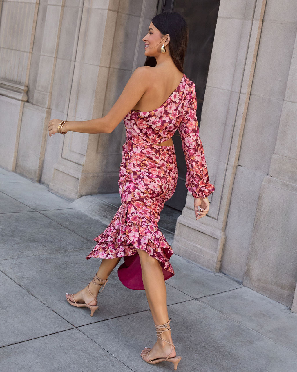 Right Moment One Shoulder Asymmetric Midi Dress-Vogue Logic