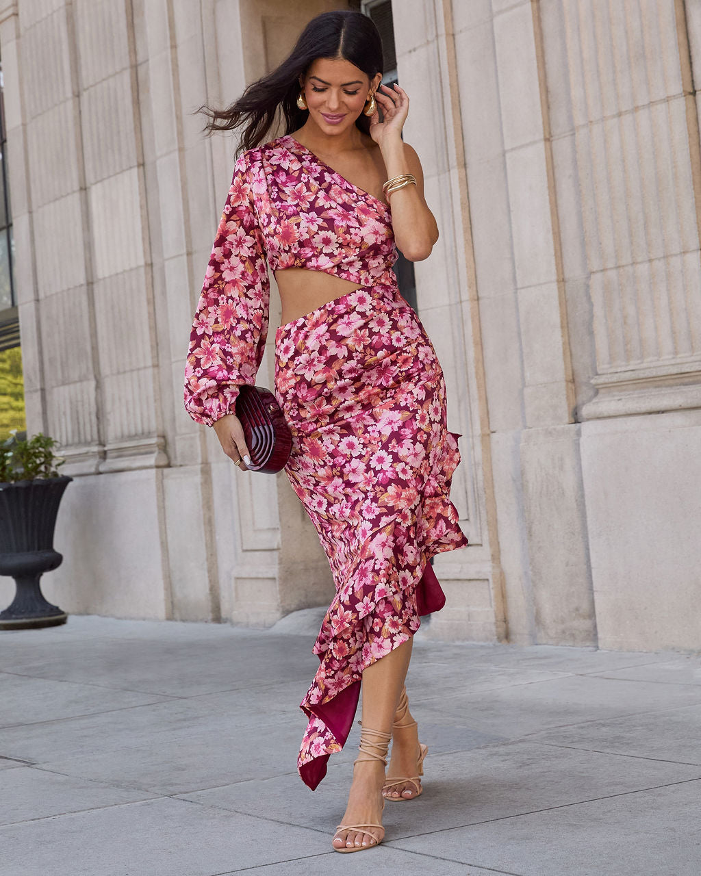 Right Moment One Shoulder Asymmetric Midi Dress-Vogue Logic