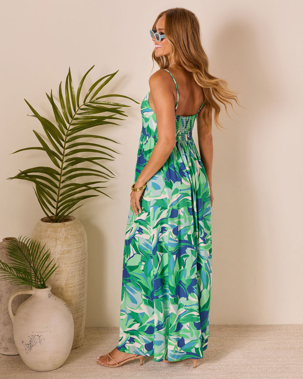 Lesbeth Tropical Abstract Maxi Dress-Vogue Logic