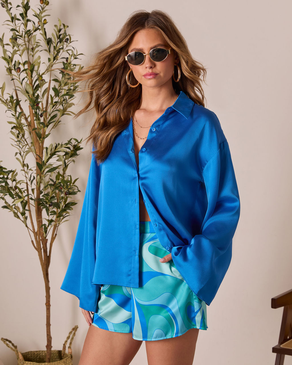 Marenna Long Sleeve Button Down Top-Vogue Logic