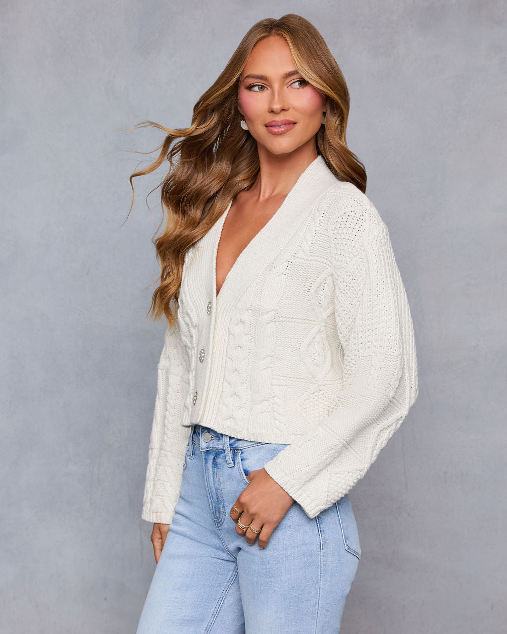 Kelena Cable Knit Cardigan-Vogue Logic