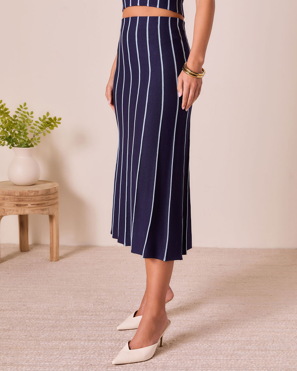 Ashlin Contrast Striped Maxi Skirt-Vogue Logic