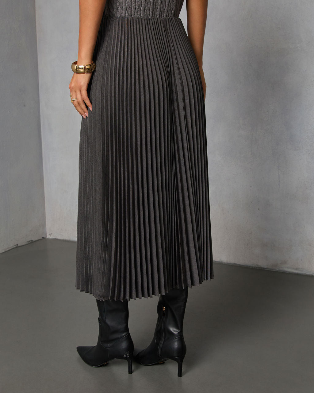 Vionette Pleated Midi Skirt-Vogue Logic