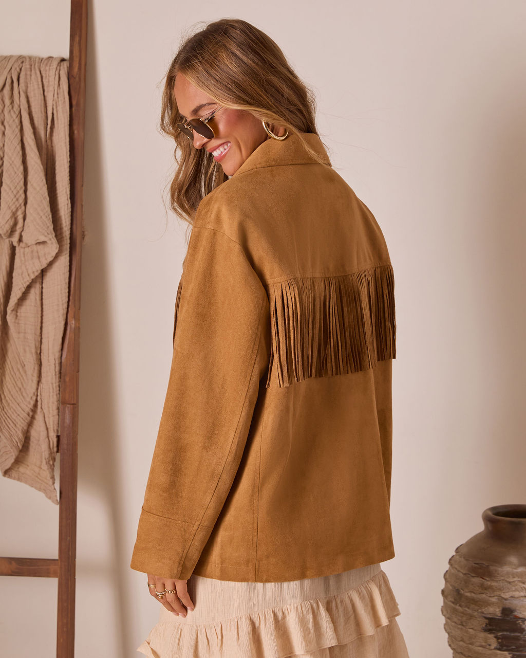 Even Ember Suede Fringe Jacket-Vogue Logic