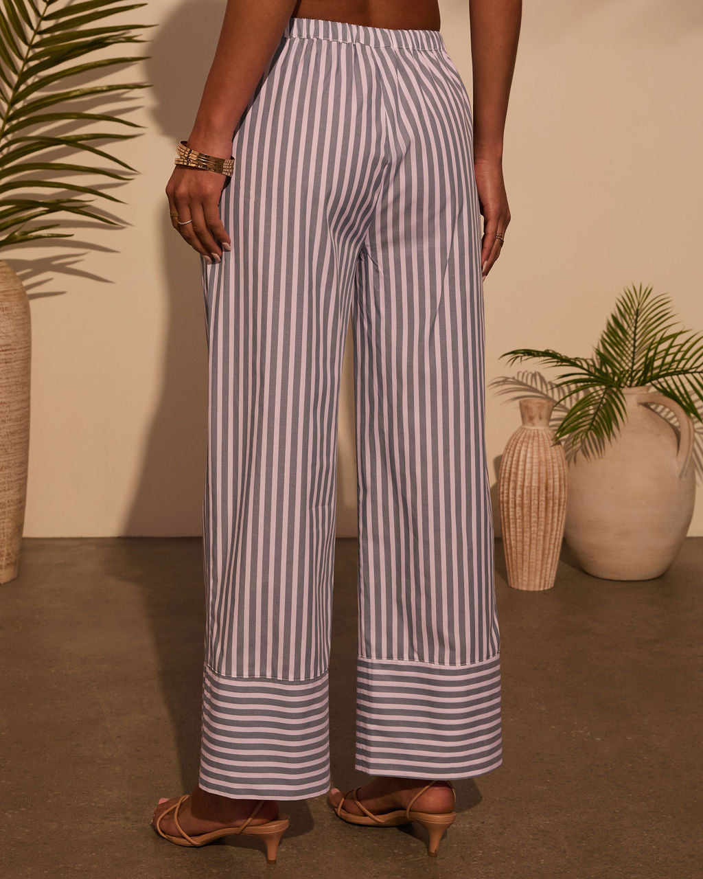 Jailen Striped Waist Tie Pants-Vogue Logic