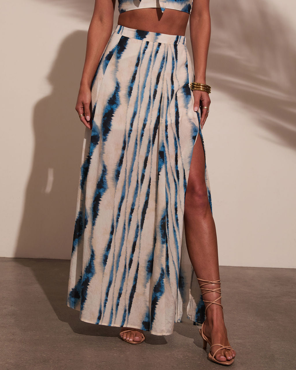 Haidee Watercolor Striped Maxi Skirt-Vogue Logic