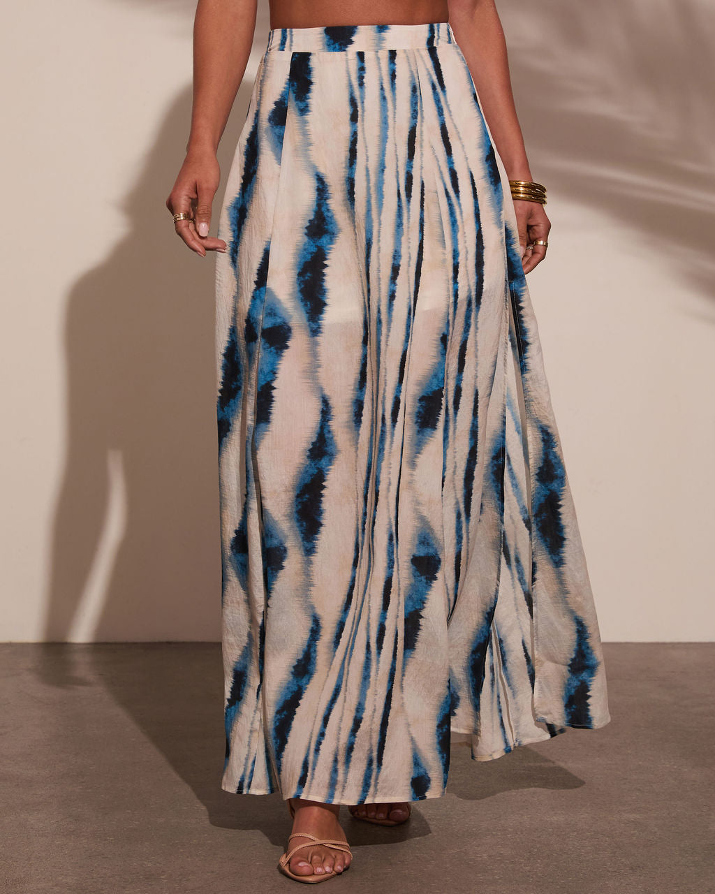 Haidee Watercolor Striped Maxi Skirt-Vogue Logic