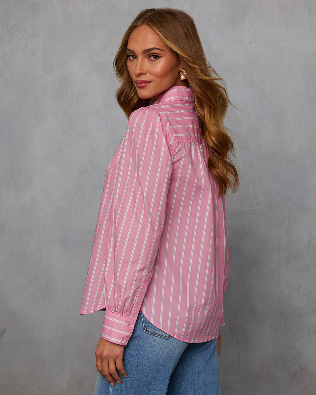 Cellia Striped Button Down Top-Vogue Logic
