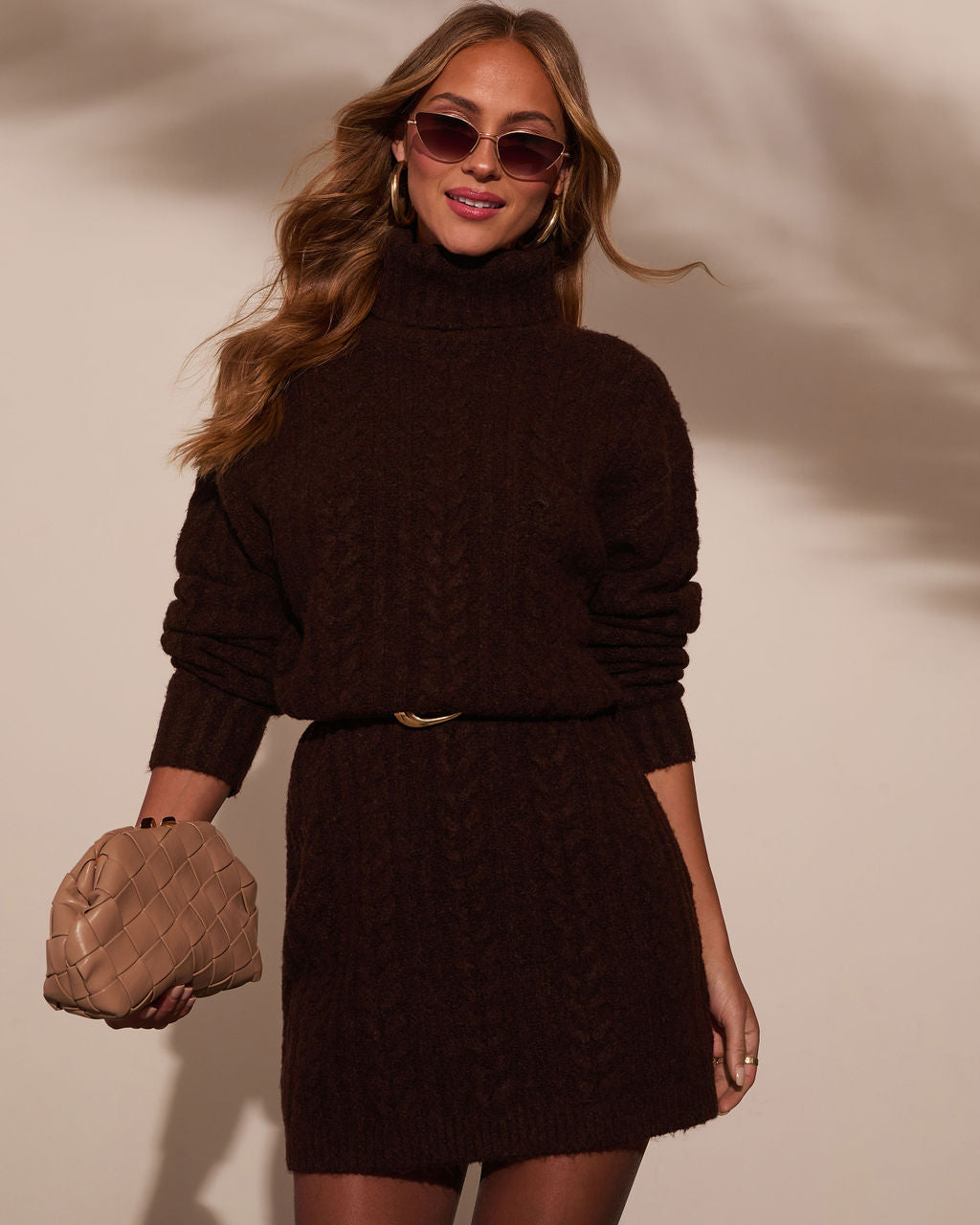 Snowdrift Turtleneck Sweater Dress-Vogue Logic